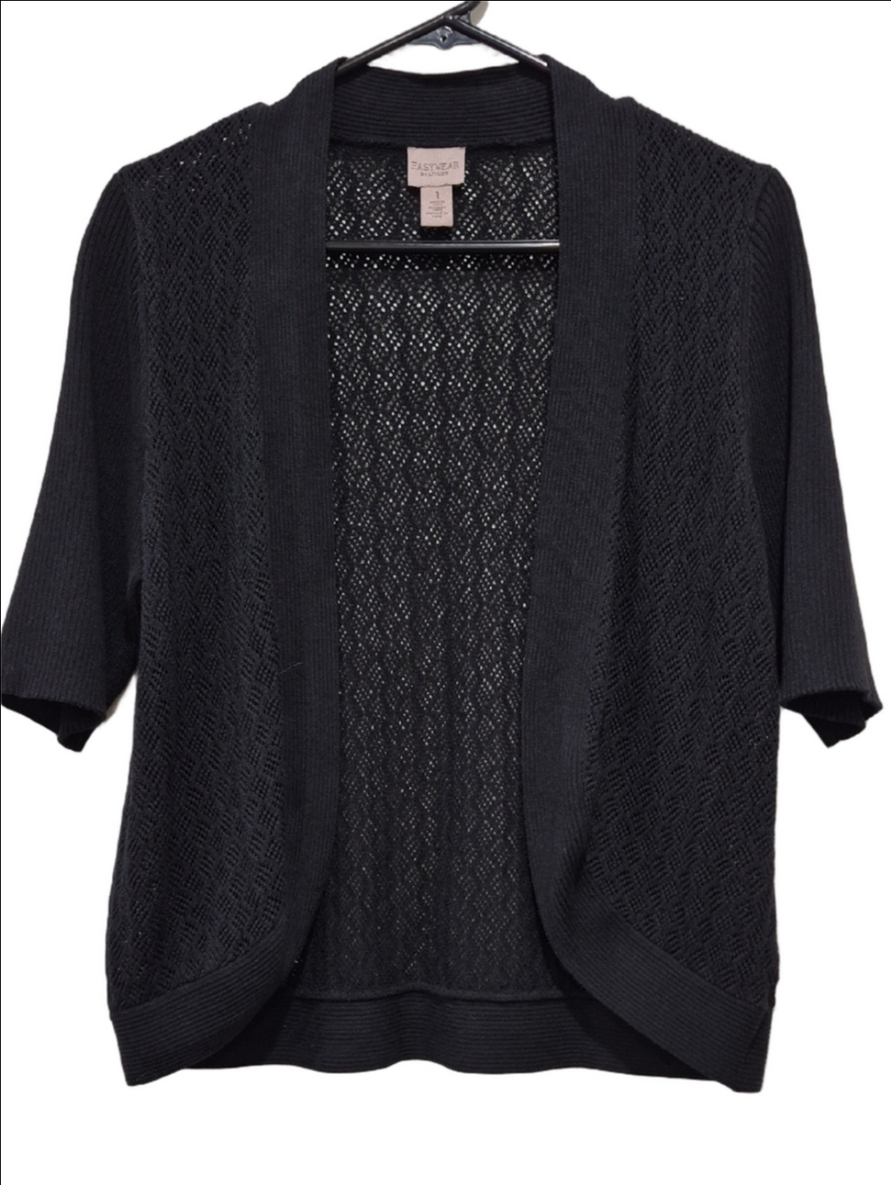 Chico's Black Open-Front Short-Sleeve Cardigan